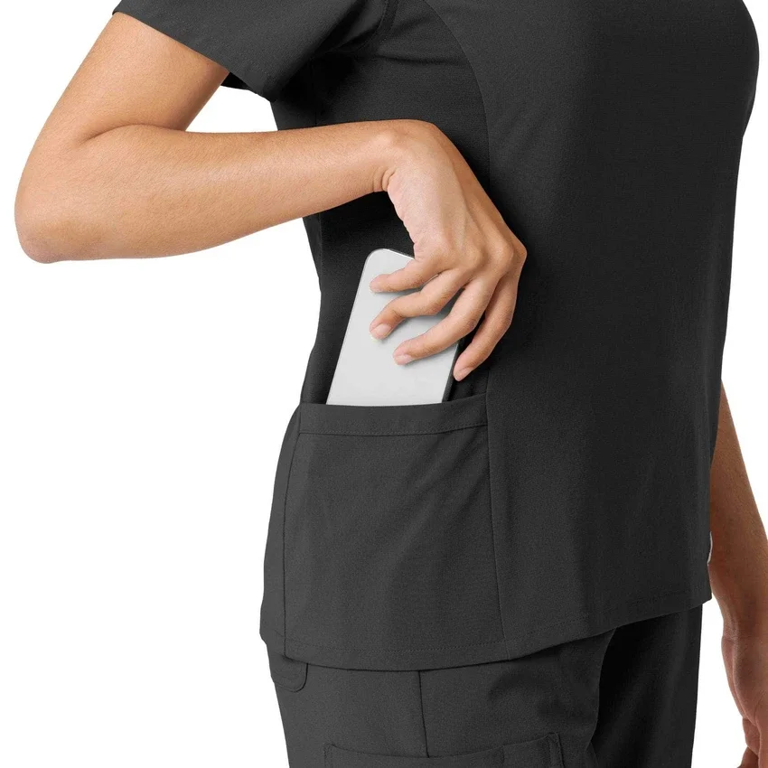 Blusa médica Force Cross-Flex con paneles de punto para mujer