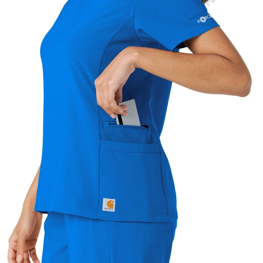Blusa médica Force Cross-Flex con paneles de punto para mujer