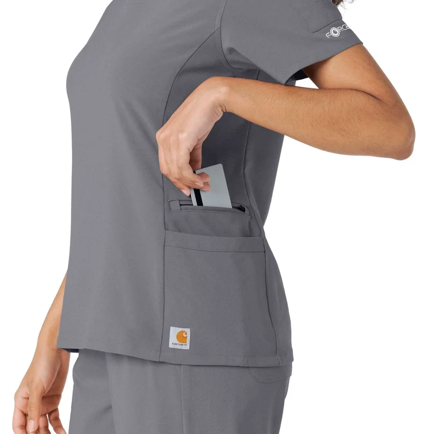 Blusa médica Force Cross-Flex con paneles de punto para mujer