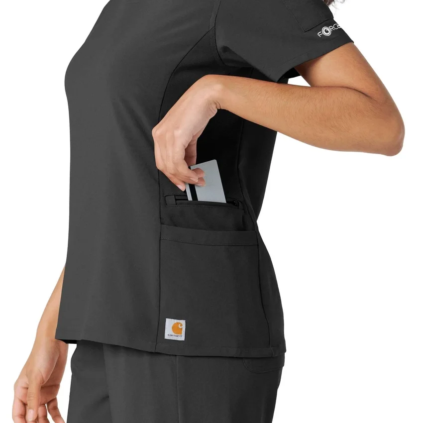 Blusa médica Force Cross-Flex con paneles de punto para mujer
