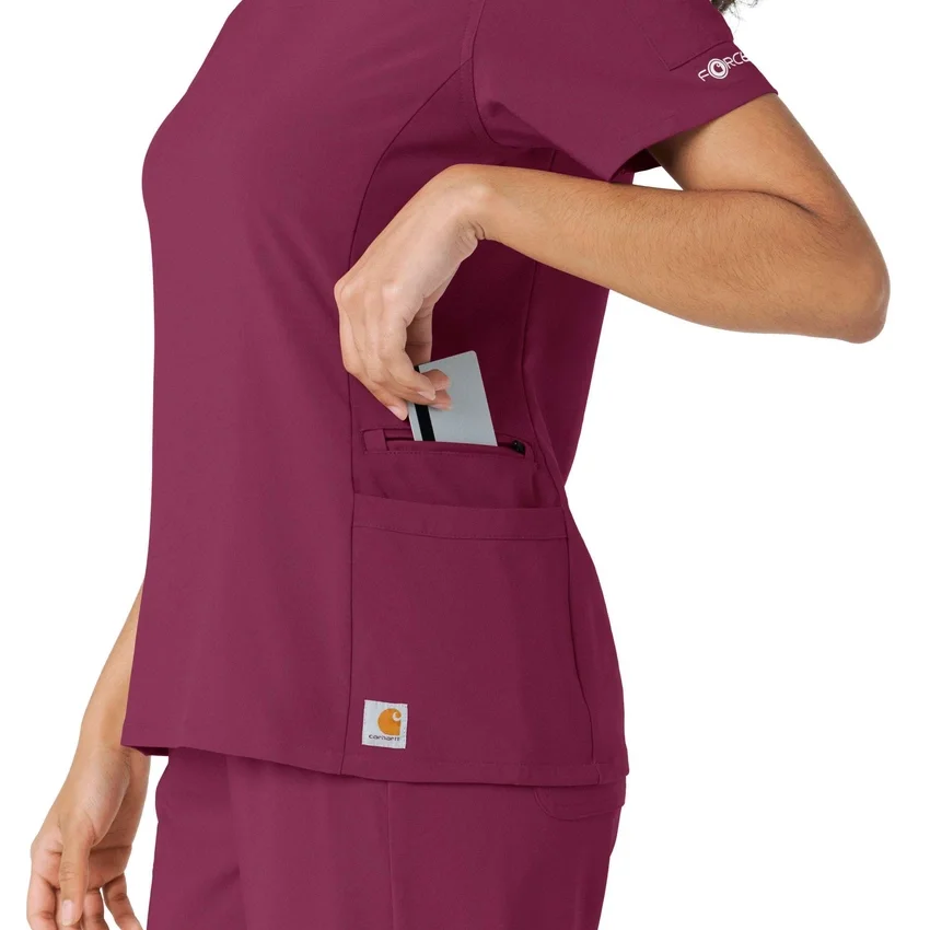 Blusa médica Force Cross-Flex con paneles de punto para mujer