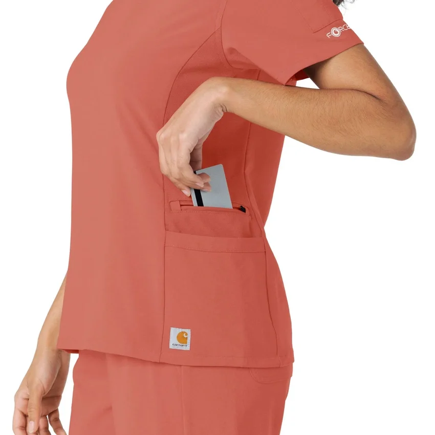 Blusa médica Force Cross-Flex con paneles de punto para mujer