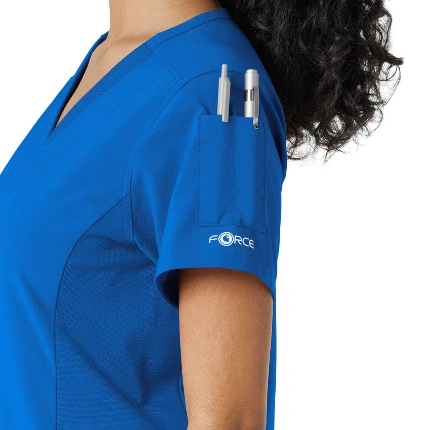 Blusa médica Force Cross-Flex con paneles de punto para mujer