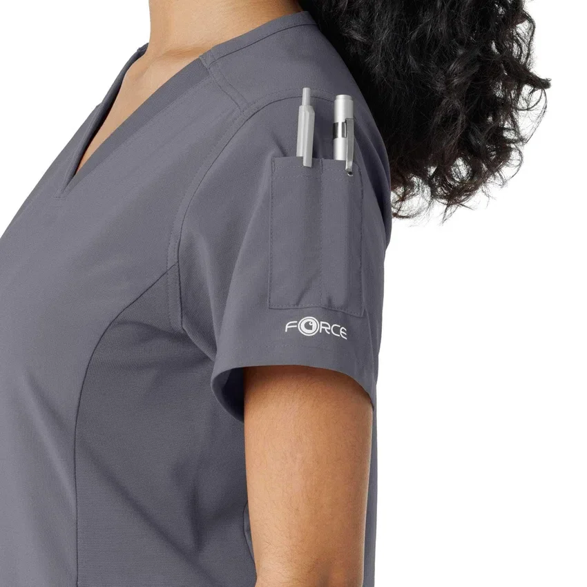 Blusa médica Force Cross-Flex con paneles de punto para mujer