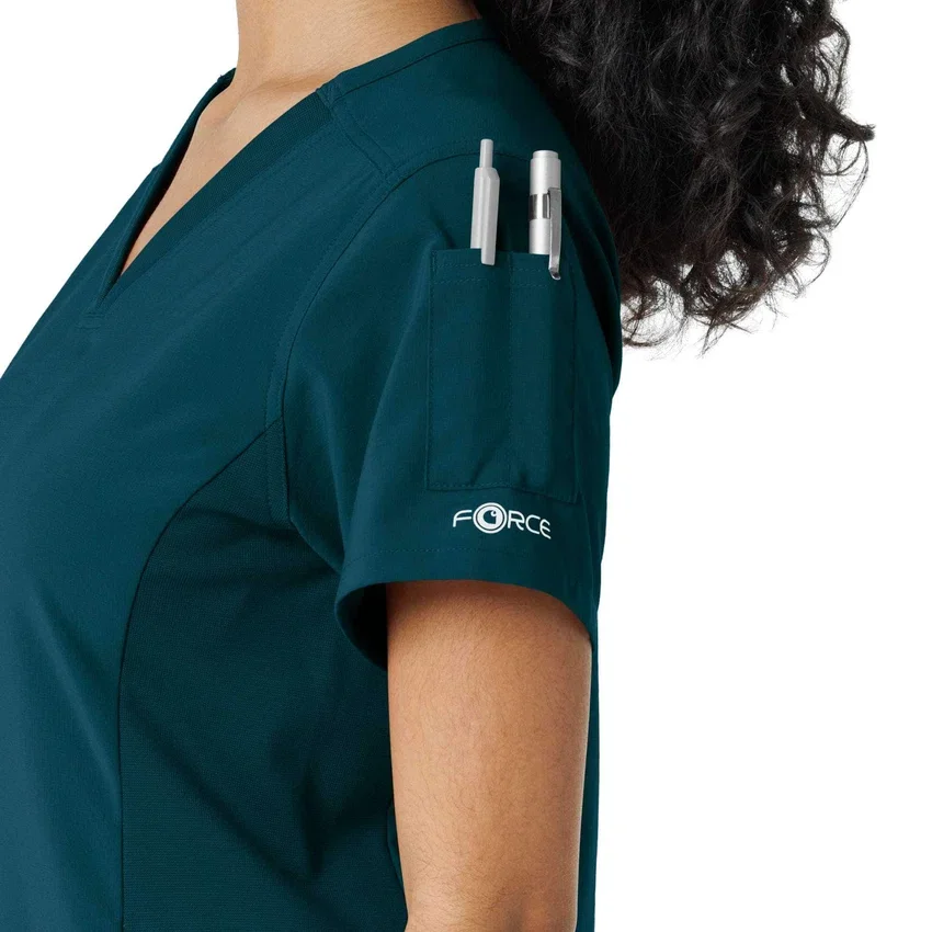 Blusa médica Force Cross-Flex con paneles de punto para mujer