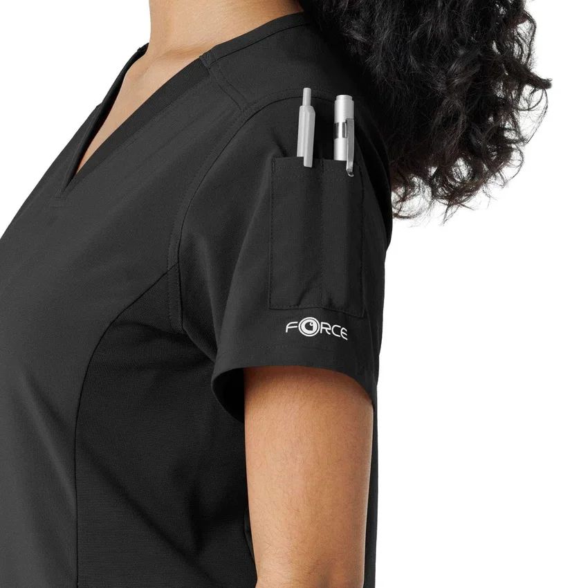 Blusa médica Force Cross-Flex con paneles de punto para mujer