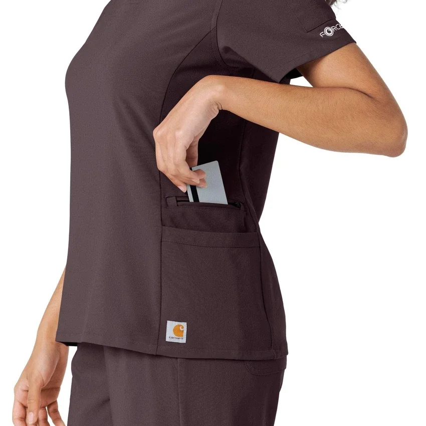 Blusa médica Force Cross-Flex con paneles de punto para mujer