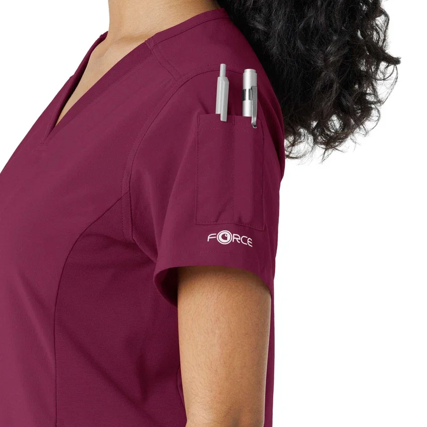 Blusa médica Force Cross-Flex con paneles de punto para mujer