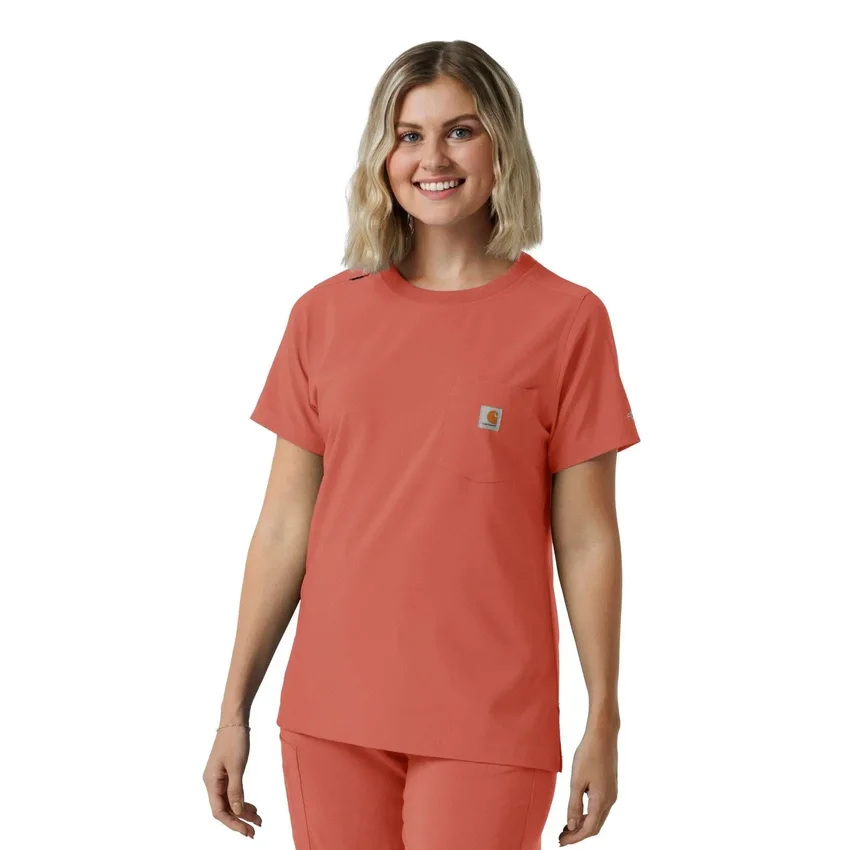 Blusa médica Force Cross-Flex de cuello redondo para mujer