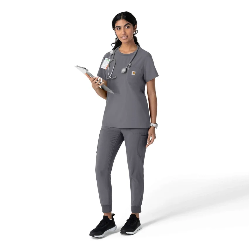 Blusa médica Force Cross-Flex de cuello redondo para mujer