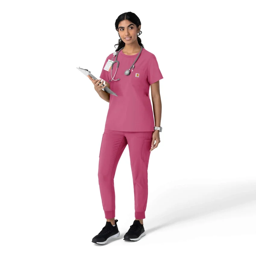 Blusa médica Force Cross-Flex de cuello redondo para mujer