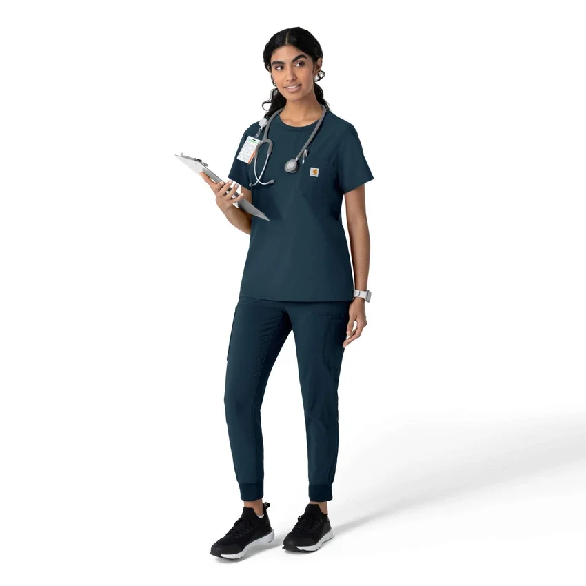 Blusa médica Force Cross-Flex de cuello redondo para mujer