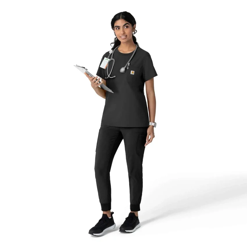 Blusa médica Force Cross-Flex de cuello redondo para mujer