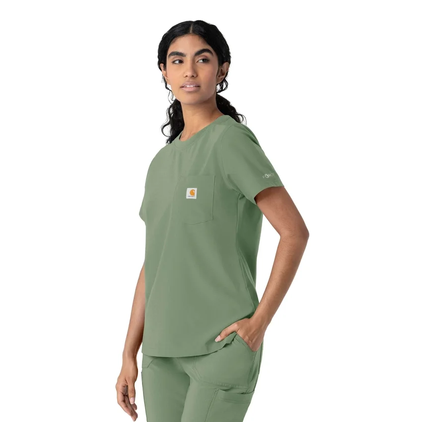 Blusa médica Force Cross-Flex de cuello redondo para mujer