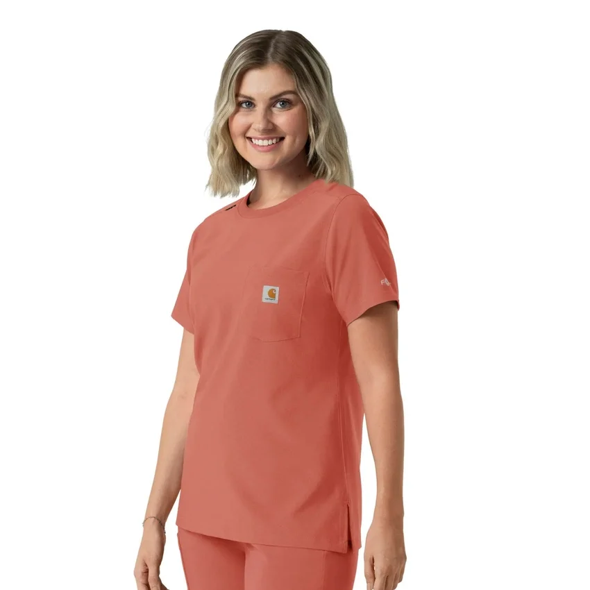 Blusa médica Force Cross-Flex de cuello redondo para mujer