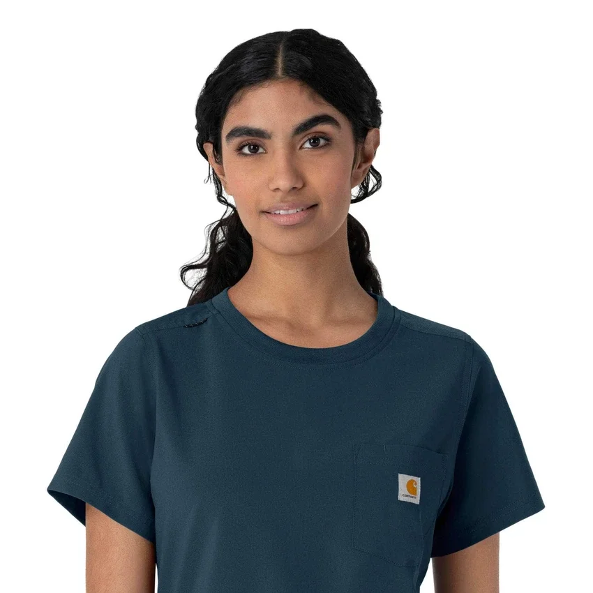 Blusa médica Force Cross-Flex de cuello redondo para mujer
