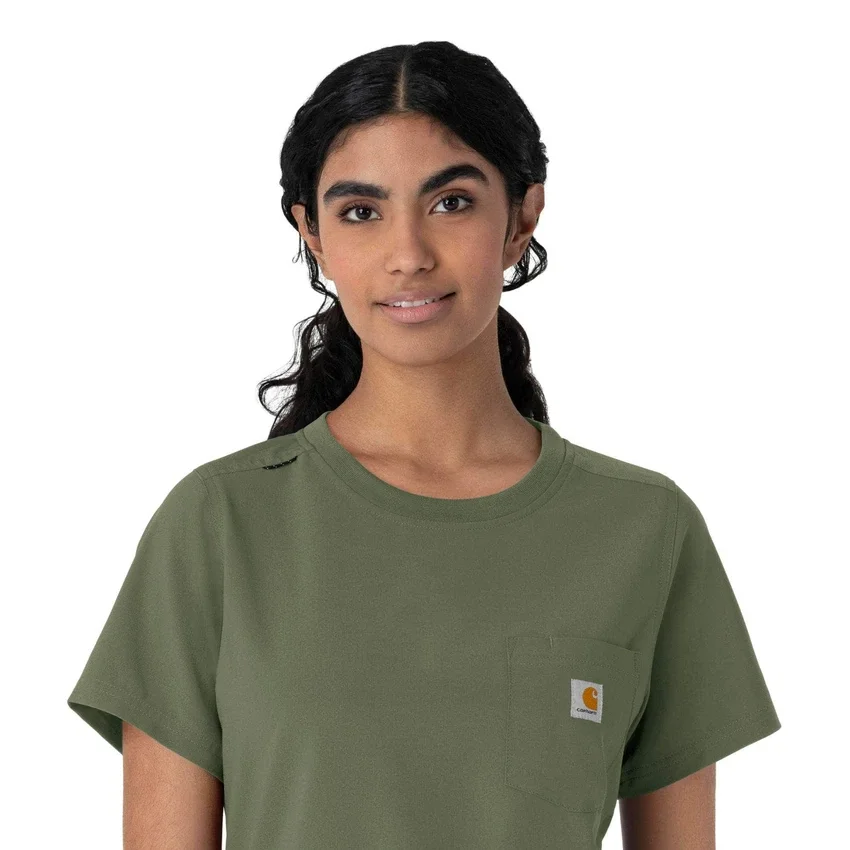 Blusa médica Force Cross-Flex de cuello redondo para mujer