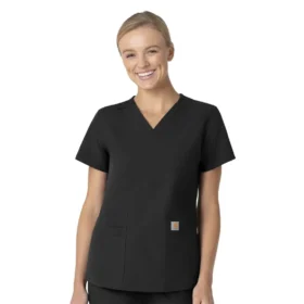 Blusa médica Force Essentials con cuello en V para mujer