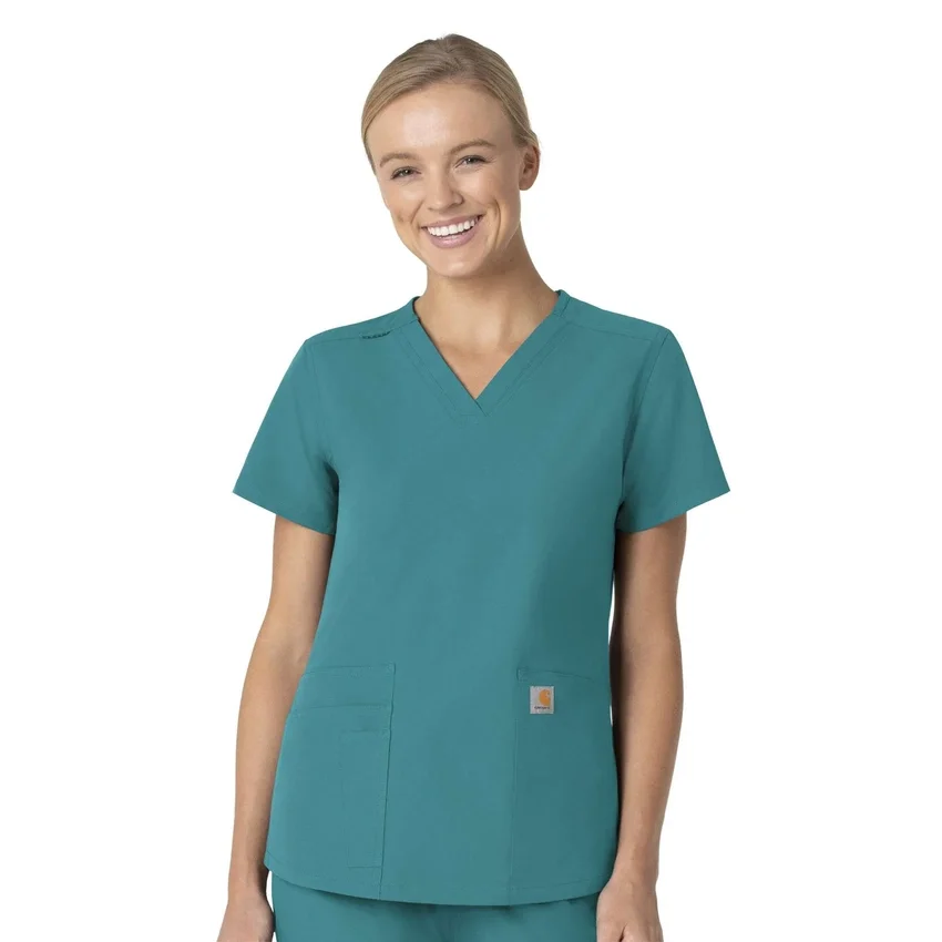 Blusa médica Force Essentials con cuello en V para mujer