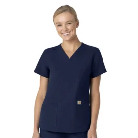 Blusa médica Force Essentials con cuello en V para mujer