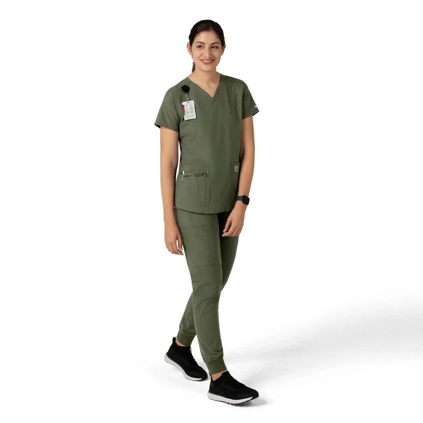 Blusa médica Force Essentials con cuello en V para mujer