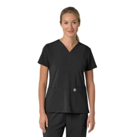 Blusa médica para mujer Force Cross-Flex con cuello en V y paneles elásticos