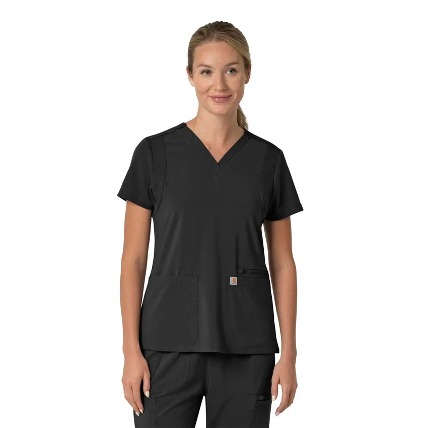 Blusa médica para mujer Force Cross-Flex con cuello en V y paneles elásticos