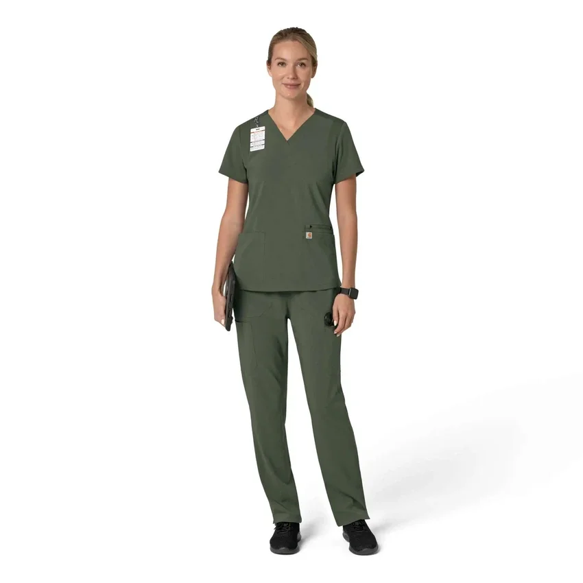 Blusa médica para mujer Force Cross-Flex con cuello en V y paneles elásticos