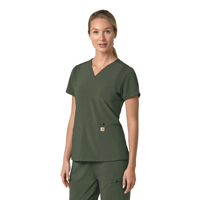 Blusa médica para mujer Force Cross-Flex con cuello en V y paneles elásticos