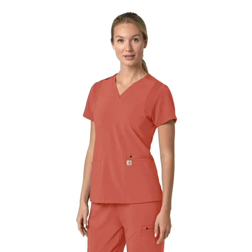 Blusa médica para mujer Force Cross-Flex con cuello en V y paneles elásticos