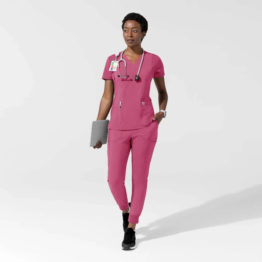Blusa médica para mujer Force Cross-Flex con cuello en V y paneles elásticos