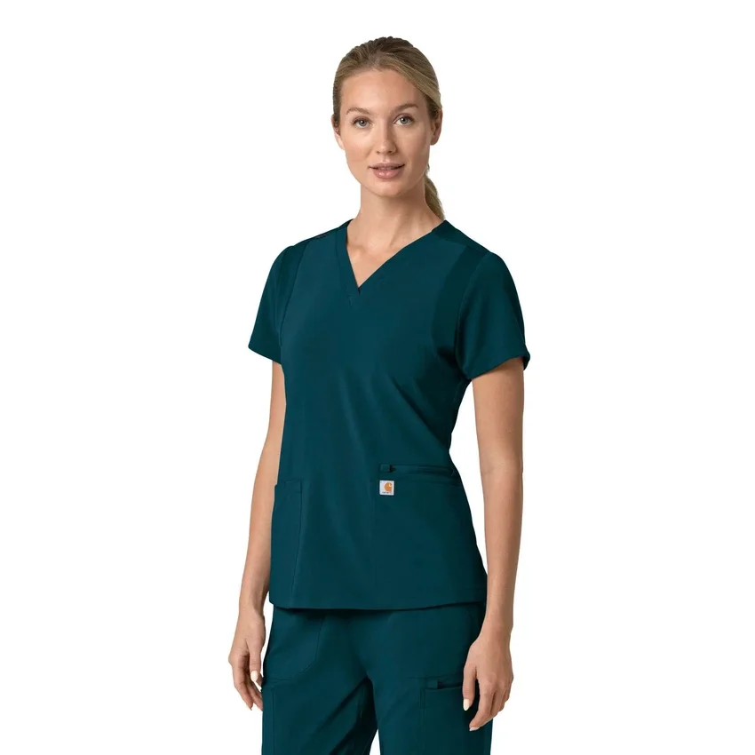 Blusa médica para mujer Force Cross-Flex con cuello en V y paneles elásticos