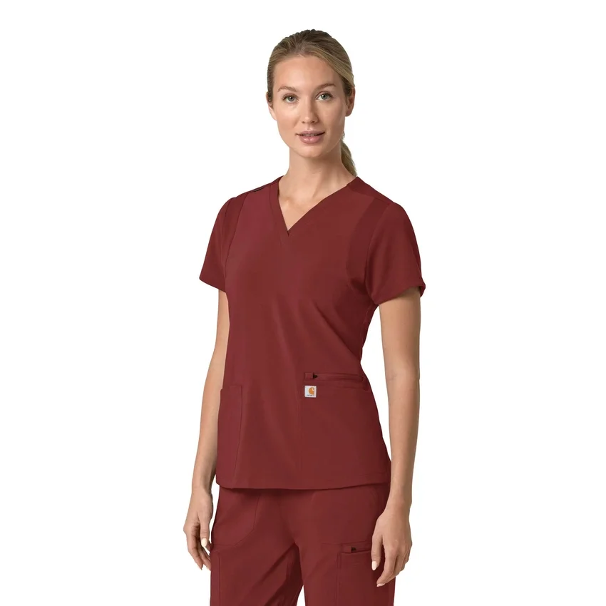 Blusa médica para mujer Force Cross-Flex con cuello en V y paneles elásticos