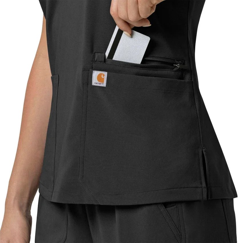 Blusa médica para mujer Force Cross-Flex con cuello en V y paneles elásticos