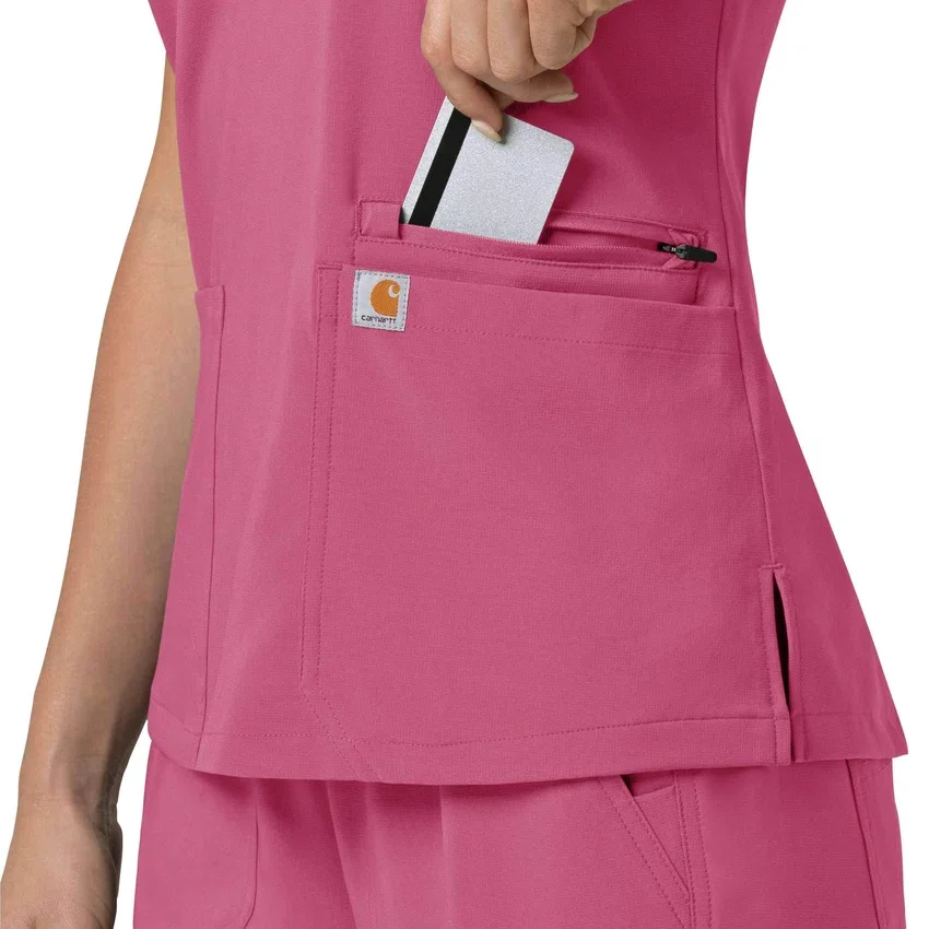 Blusa médica para mujer Force Cross-Flex con cuello en V y paneles elásticos