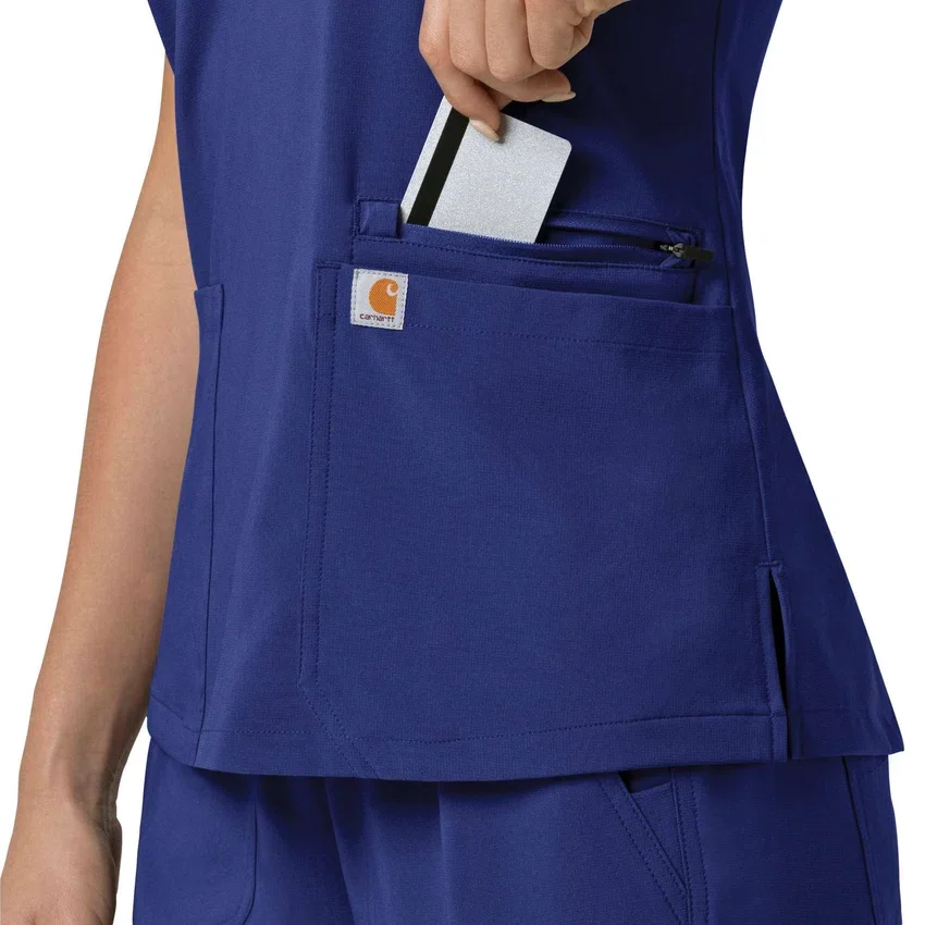 Blusa médica para mujer Force Cross-Flex con cuello en V y paneles elásticos