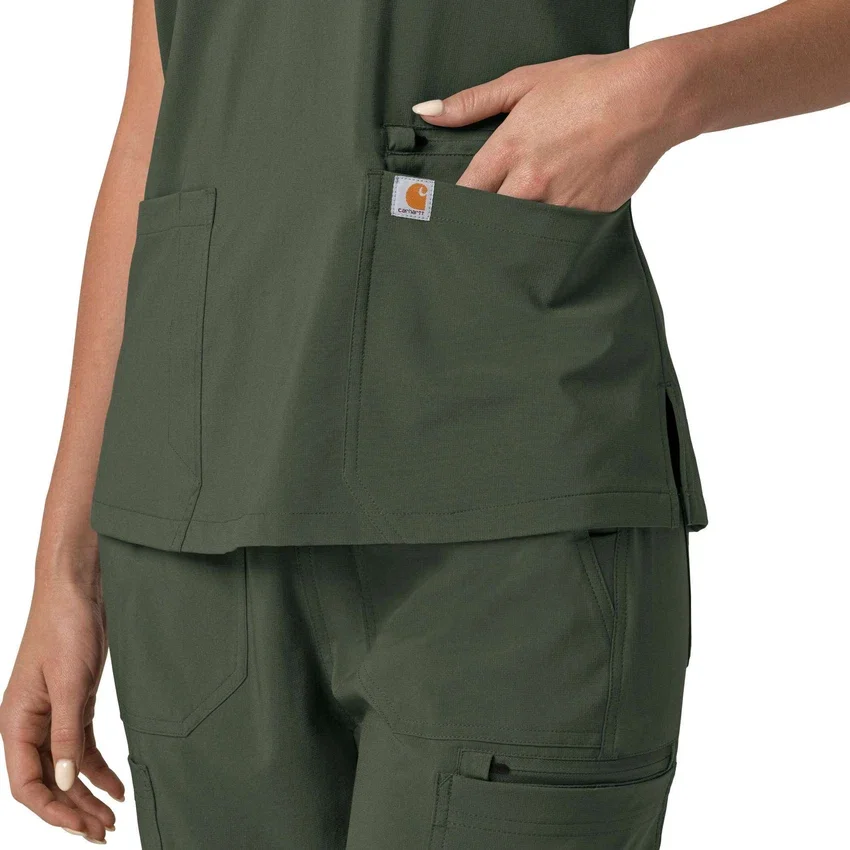 Blusa médica para mujer Force Cross-Flex con cuello en V y paneles elásticos