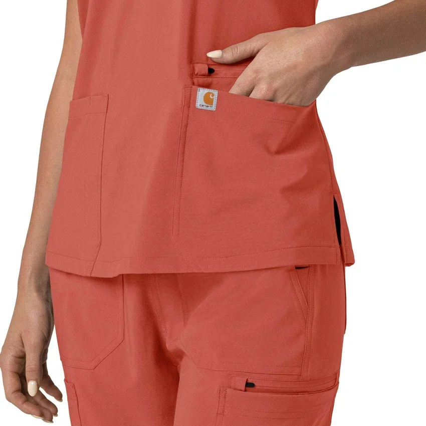 Blusa médica para mujer Force Cross-Flex con cuello en V y paneles elásticos