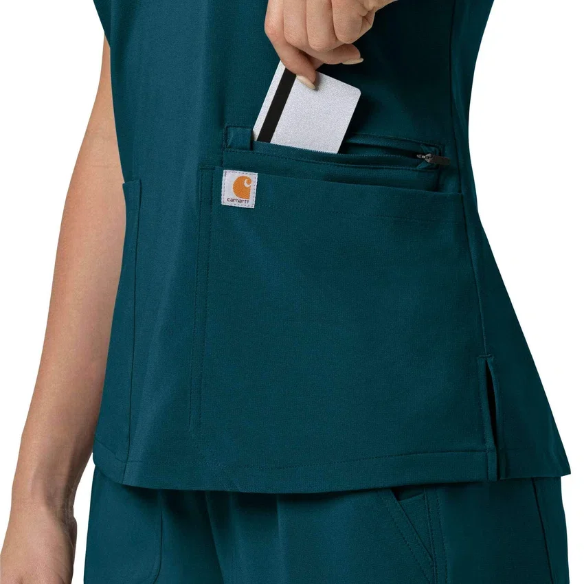 Blusa médica para mujer Force Cross-Flex con cuello en V y paneles elásticos