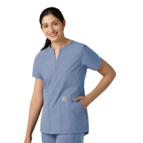 Blusa médica tipo túnica con cuello en V «Force Essentials» para mujer