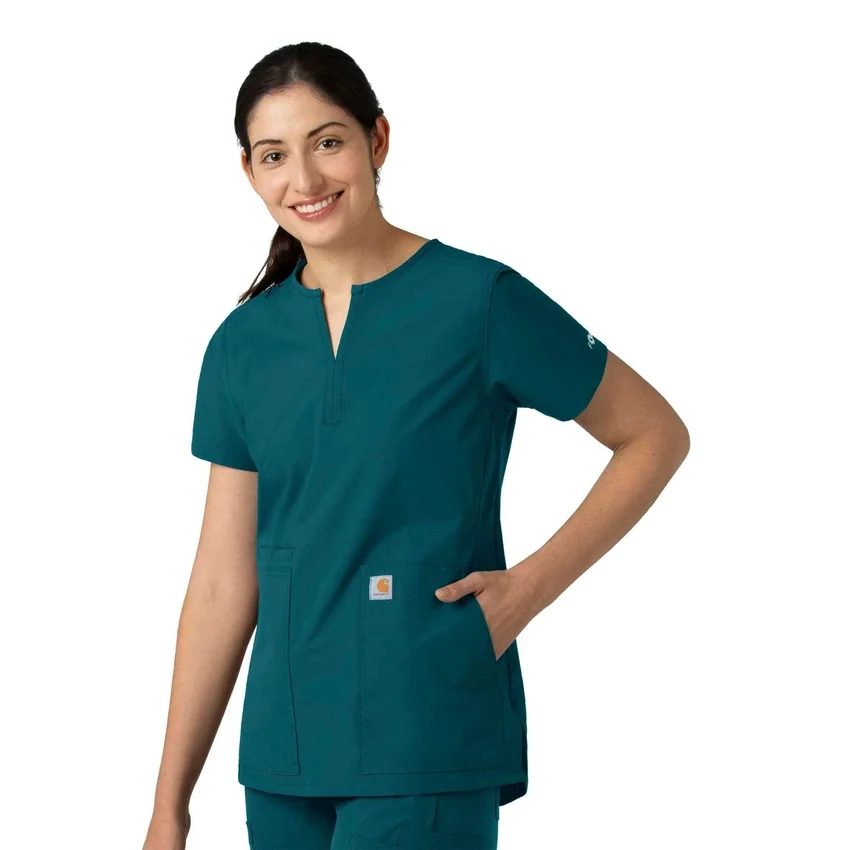 Blusa médica tipo túnica con cuello en V «Force Essentials» para mujer