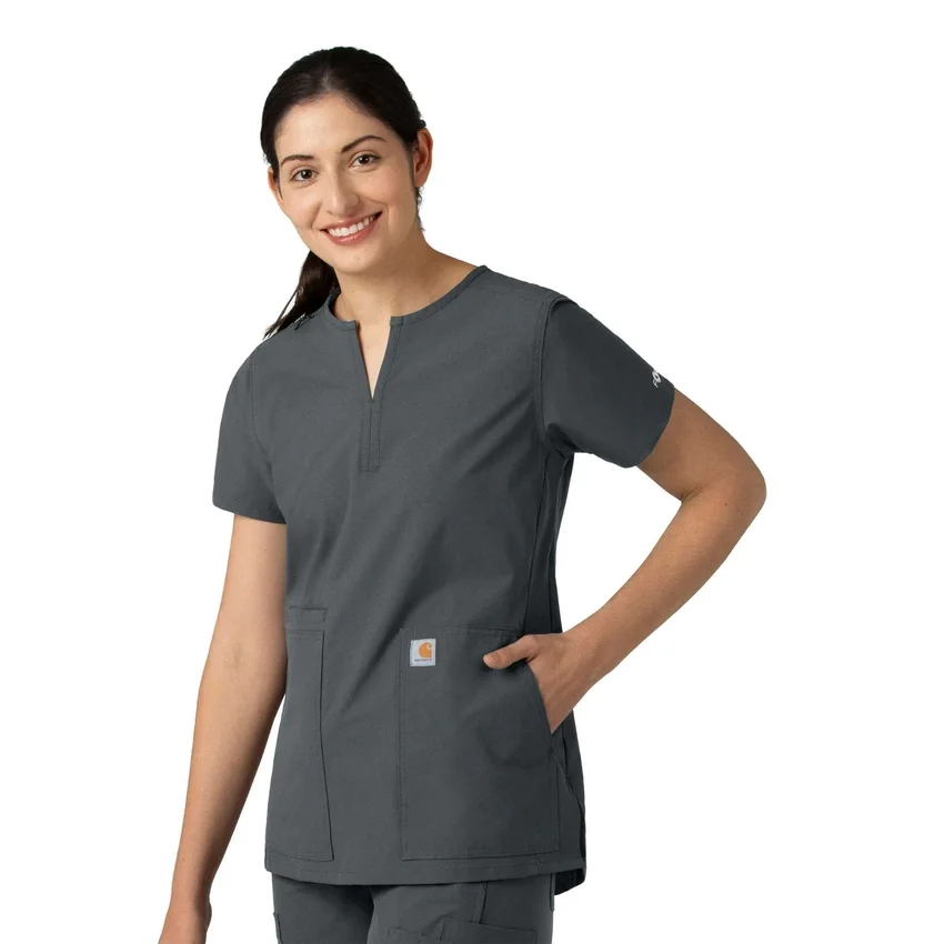 Blusa médica tipo túnica con cuello en V «Force Essentials» para mujer