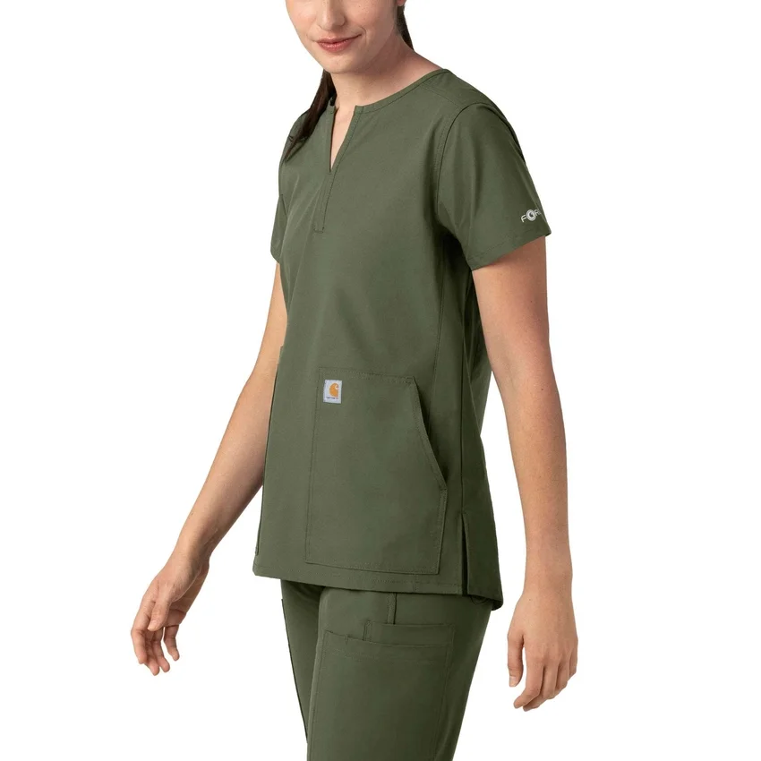 Blusa médica tipo túnica con cuello en V «Force Essentials» para mujer