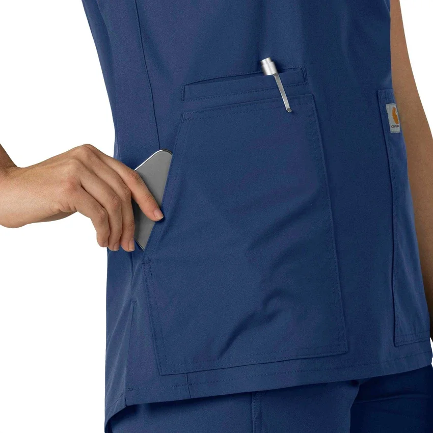 Blusa médica tipo túnica con cuello en V «Force Essentials» para mujer