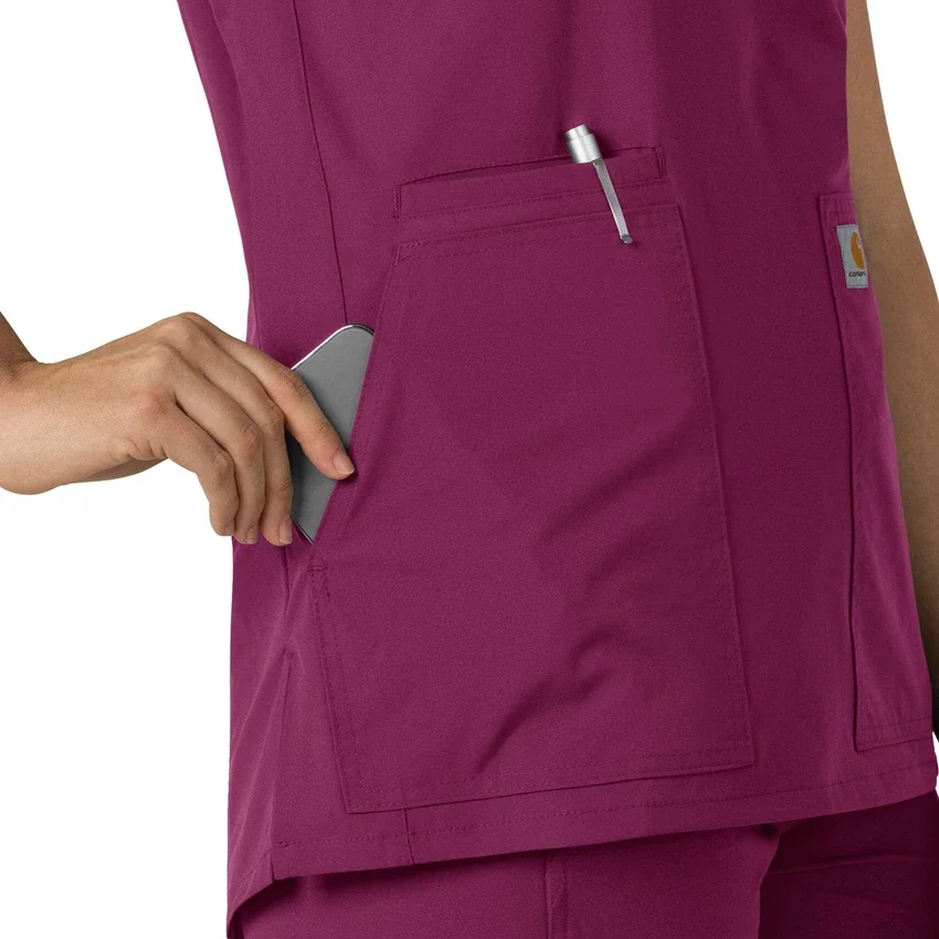 Blusa médica tipo túnica con cuello en V «Force Essentials» para mujer