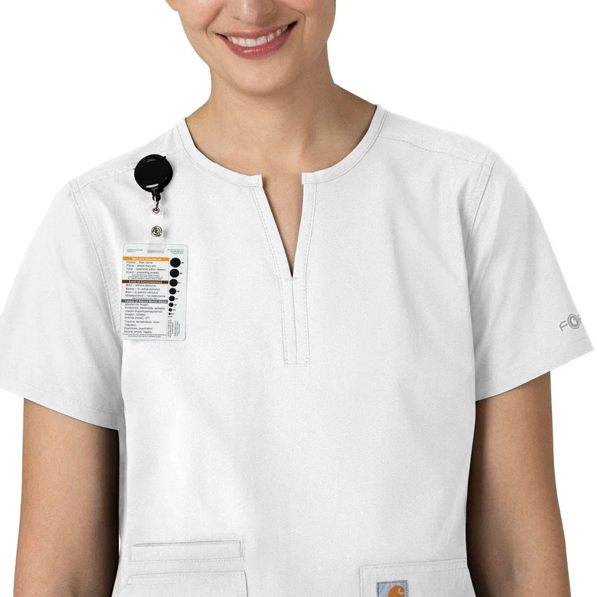 Blusa médica tipo túnica con cuello en V «Force Essentials» para mujer