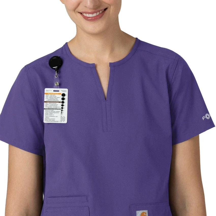 Blusa médica tipo túnica con cuello en V «Force Essentials» para mujer