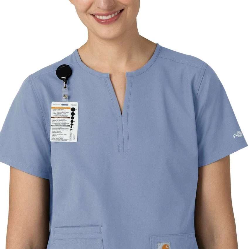 Blusa médica tipo túnica con cuello en V «Force Essentials» para mujer