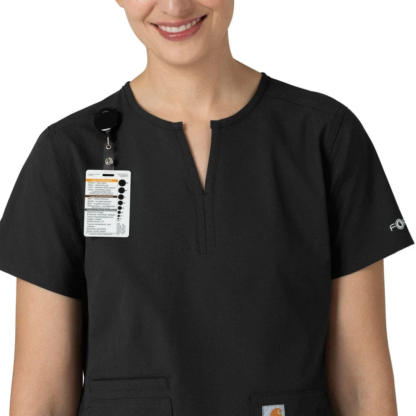 Blusa médica tipo túnica con cuello en V «Force Essentials» para mujer