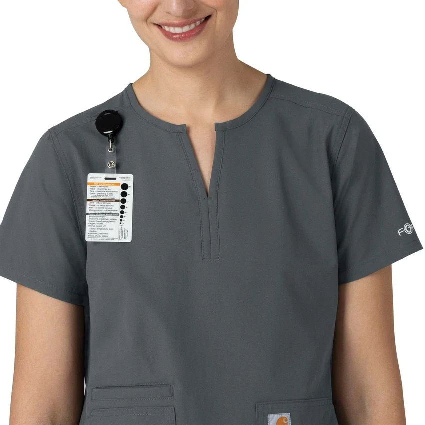 Blusa médica tipo túnica con cuello en V «Force Essentials» para mujer